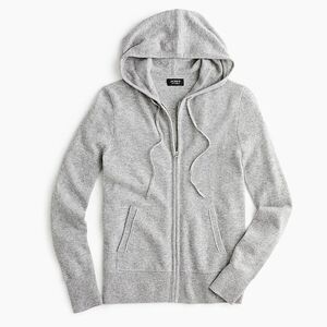J.Crew Everyday Cashmere Hoodie Sweatshirt Gray Zip Up Long Sleeve NWOT Size XL